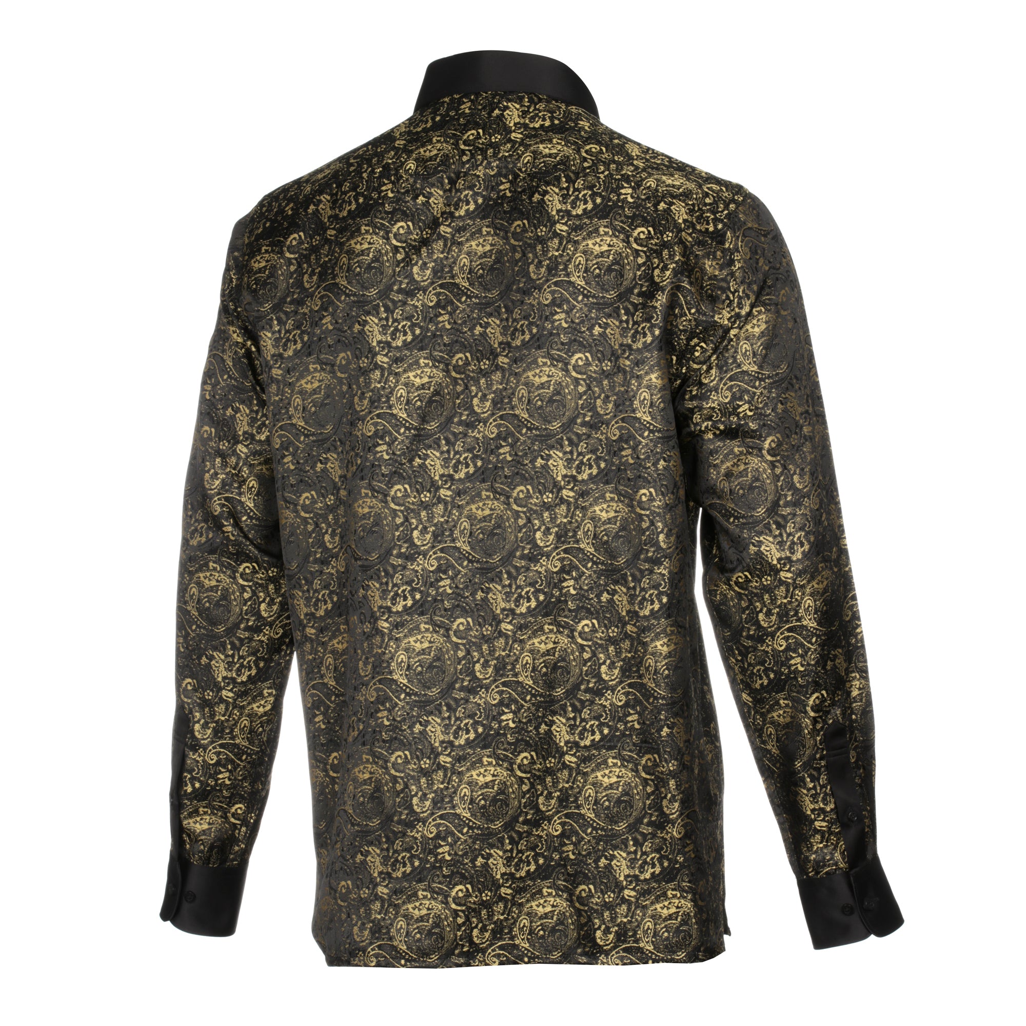 70% Imperial Silk Rich Paisely - Gold Long Sleeve Men's Shirt