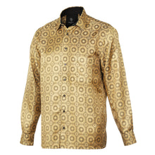 The Queen Gambit-Gold Men's Jacquard Satin Luxury Formal Shirt
