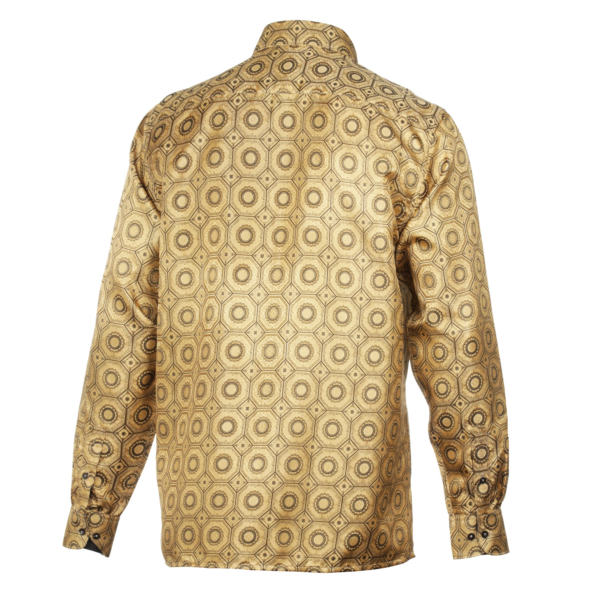 The Queen Gambit-Gold Men's Jacquard Satin Luxury Formal Shirt