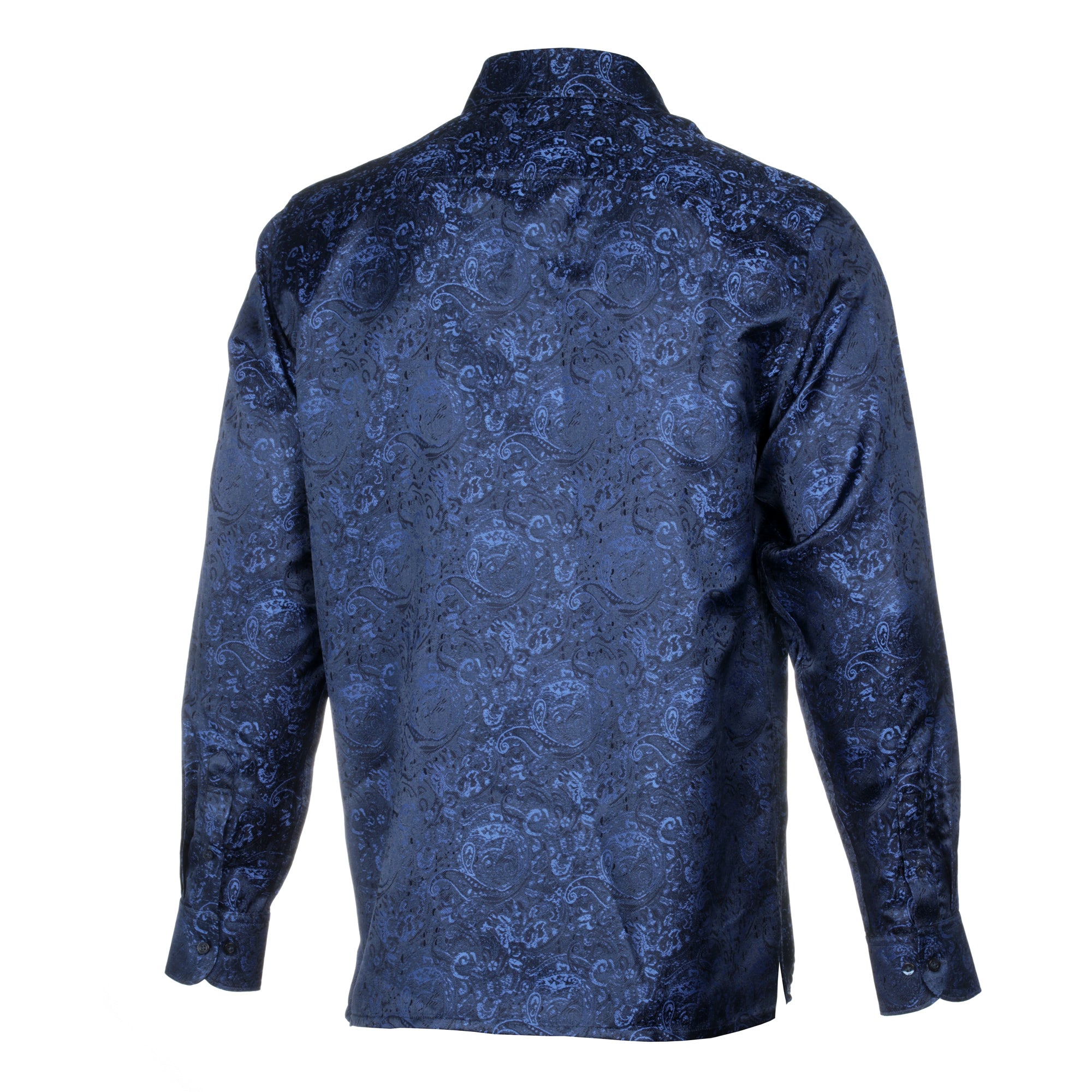 70% Imperial Silk Rich Paisely - Royal Blue Long Sleeve Men's Shirt