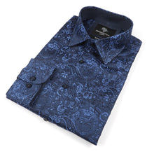70% Imperial Silk Rich Paisely - Royal Blue Long Sleeve Men's Shirt