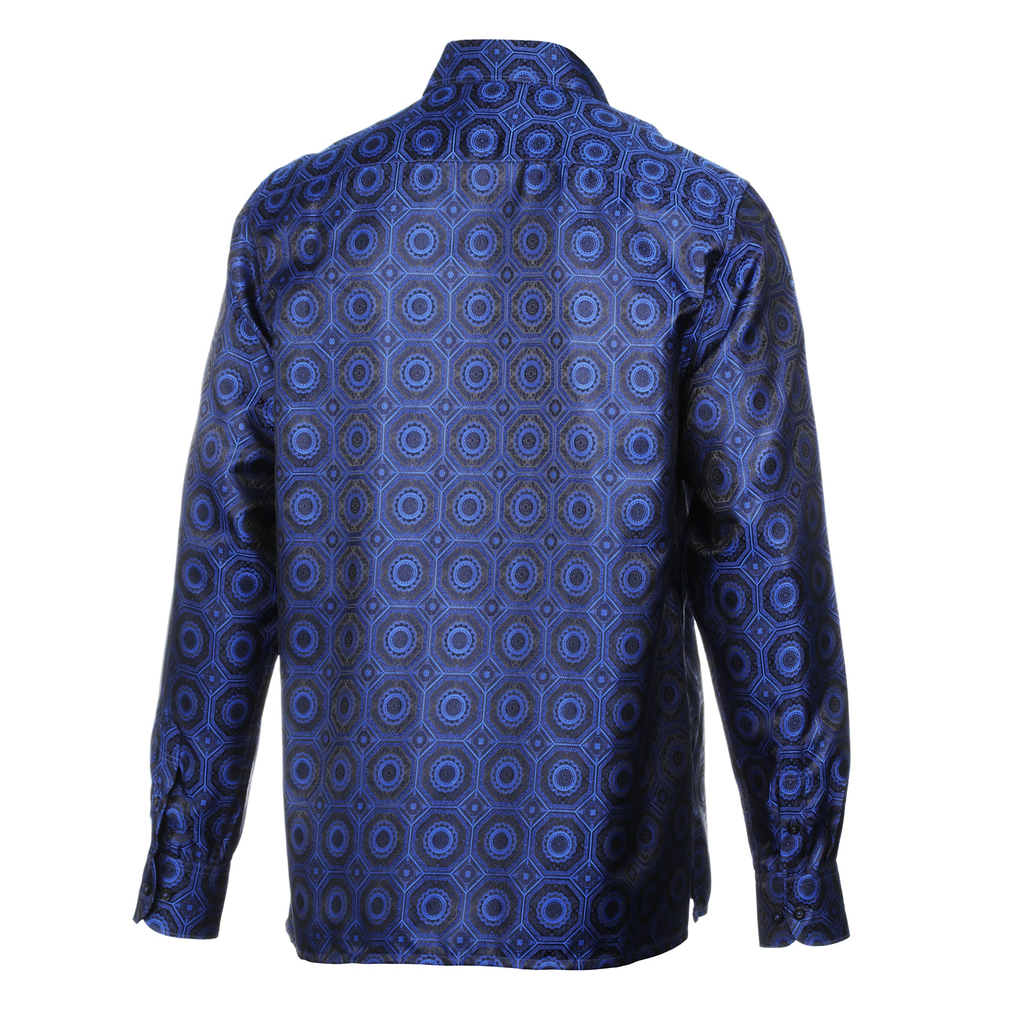 The Queen Gambit - Navy Men's Jacquard Satin Luxury Formal Shirt