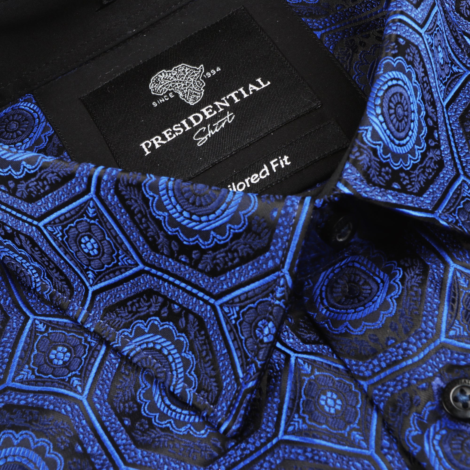 The Queen Gambit - Navy Men's Jacquard Satin Luxury Formal Shirt