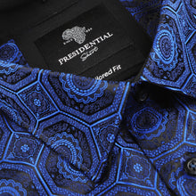The Queen Gambit - Navy Men's Jacquard Satin Luxury Formal Shirt