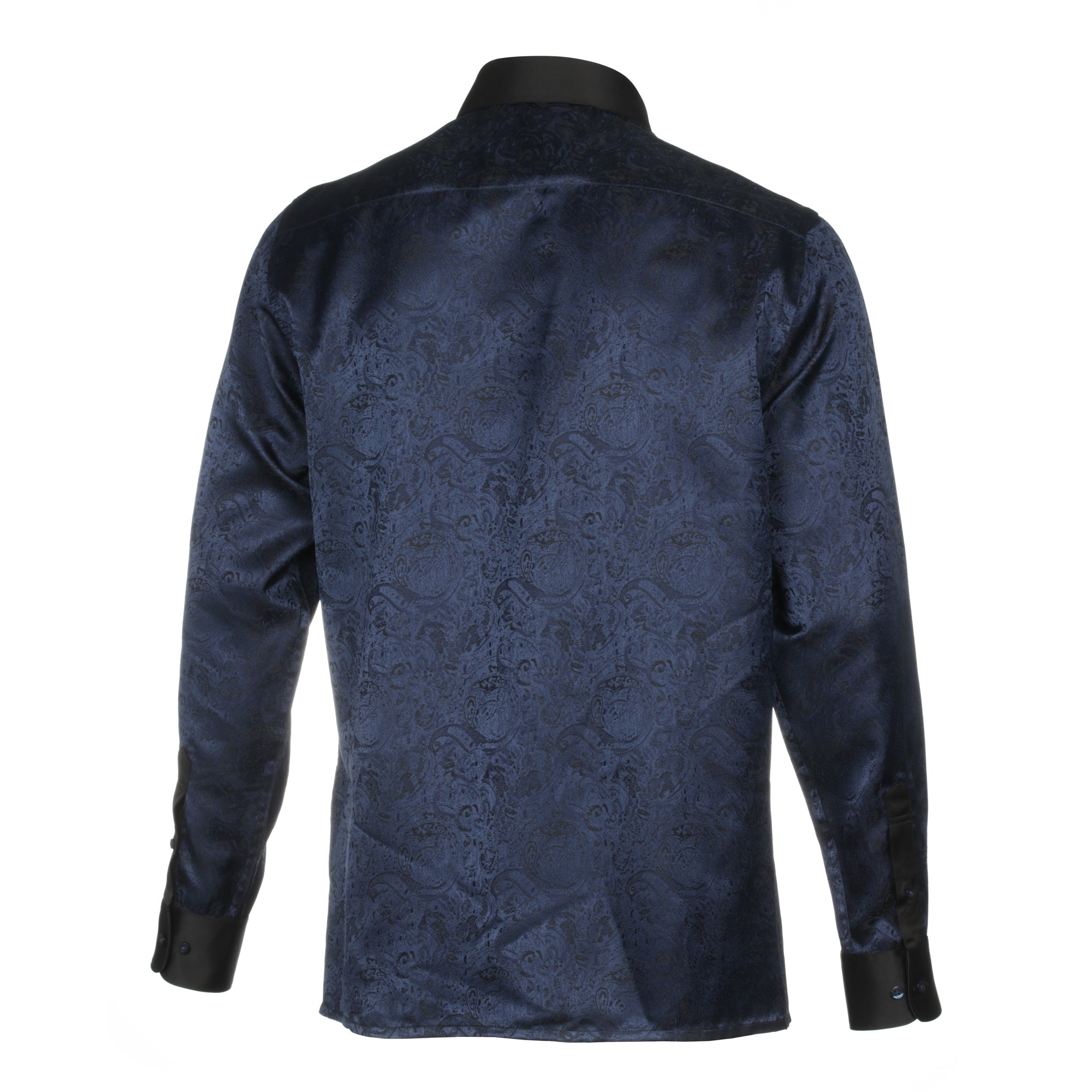 70% Imperial Silk Rich Paisely - Navy Long Sleeve Men's Shirt
