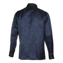 70% Imperial Silk Rich Paisely - Navy Long Sleeve Men's Shirt