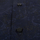 70% Imperial Silk Rich Paisely - Navy Long Sleeve Men's Shirt