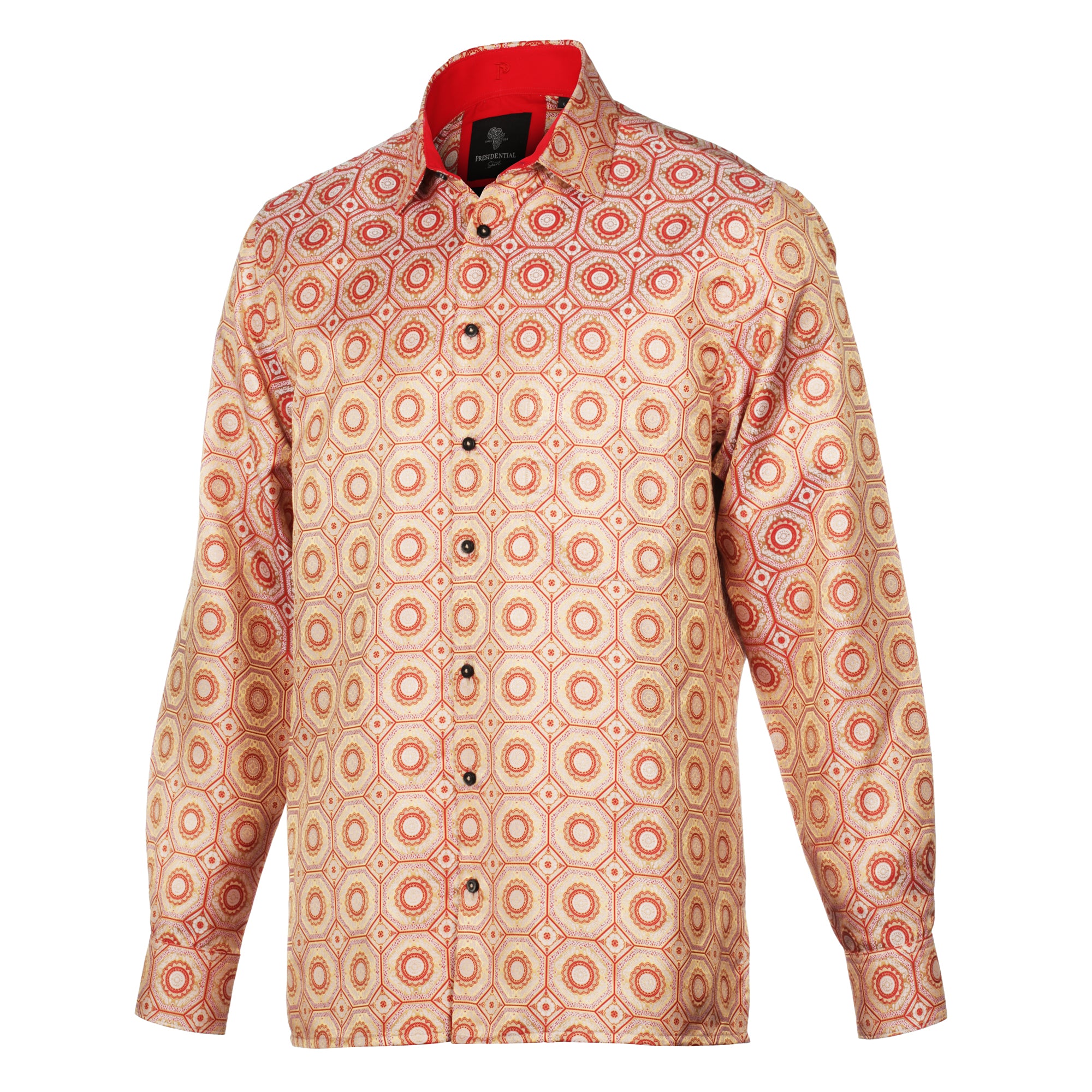 The Queen Gambit - Red Men's Jacquard Satin Luxury Formal Shirt