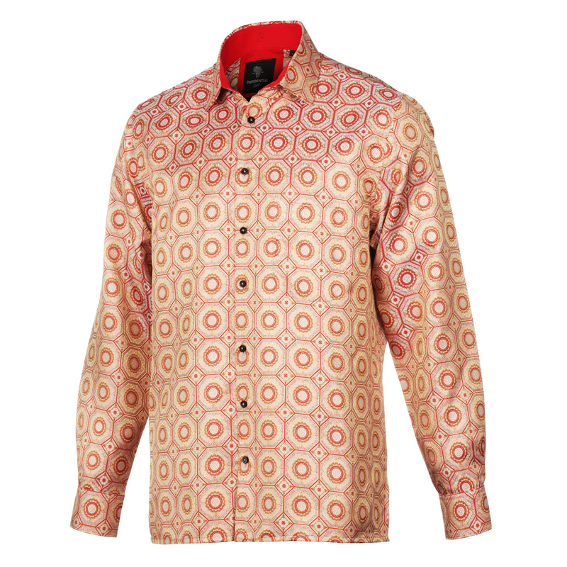 The Queen Gambit - Red Men's Jacquard Satin Luxury Formal Shirt