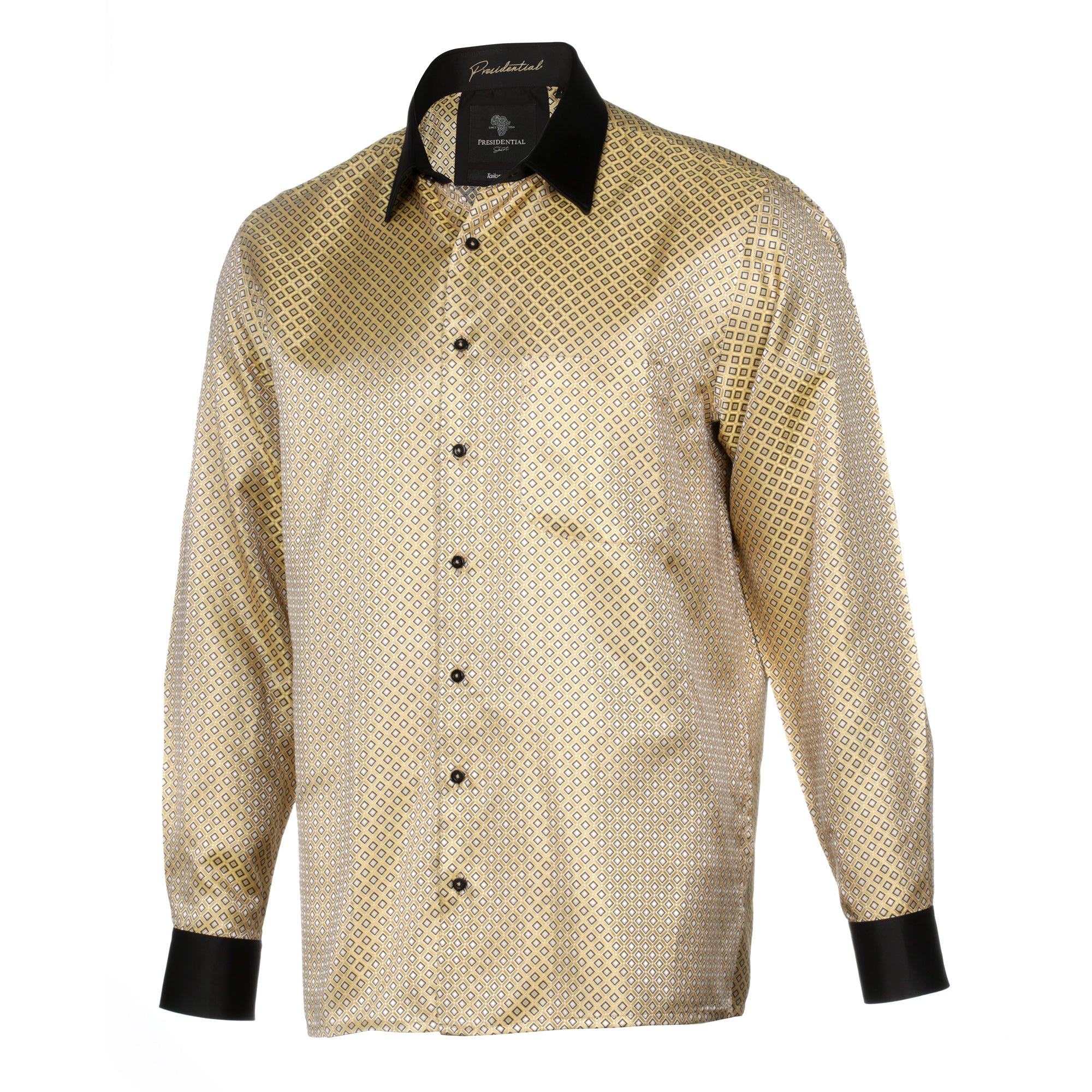70% Supreme Silk Tiger's Eye - Gold Long Sleeve Men's Shirt