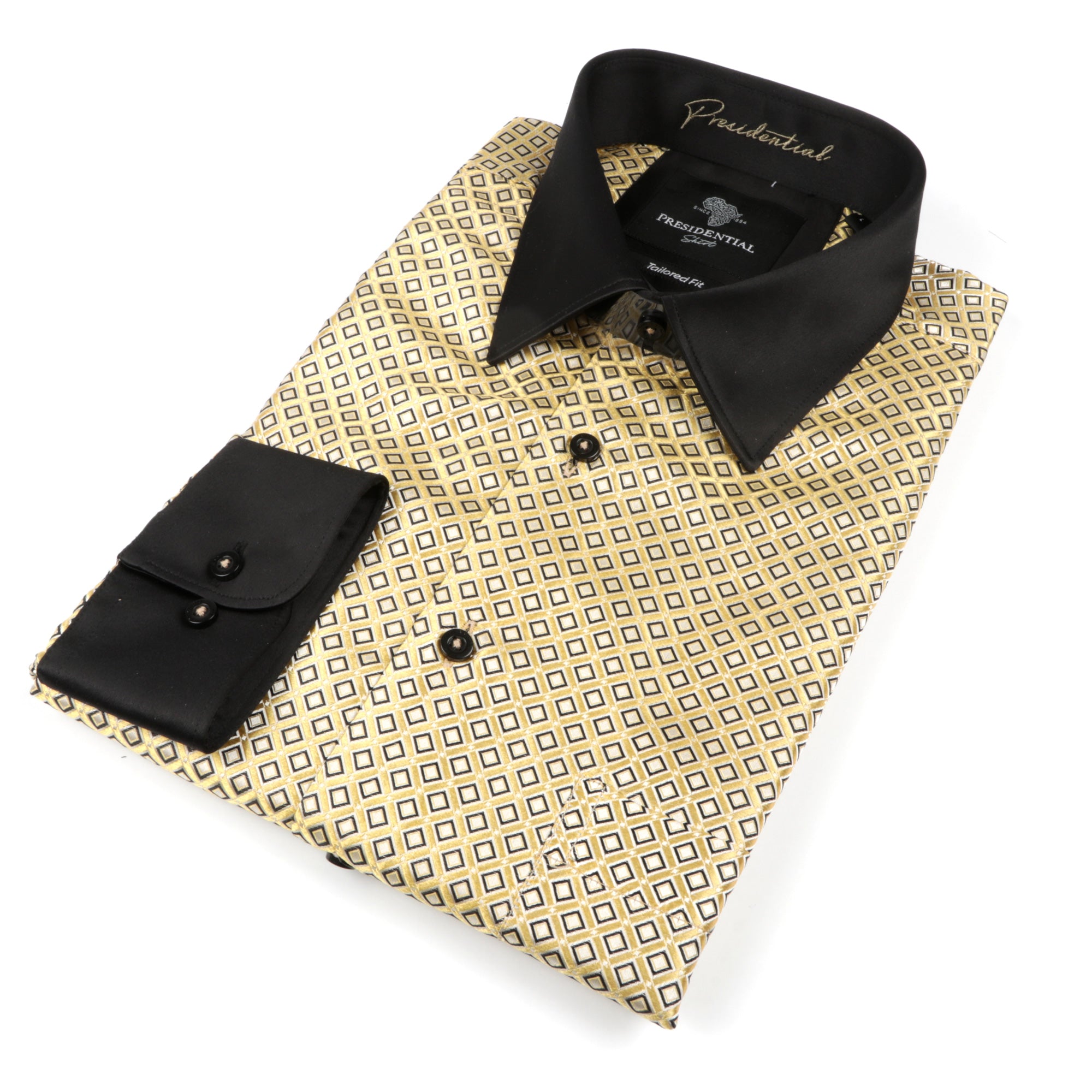 70% Supreme Silk Tiger's Eye - Gold Long Sleeve Men's Shirt