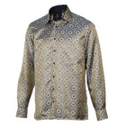 The Queen Gambit- Golden Blue Men's Jacquard Satin Luxury Formal Shirt
