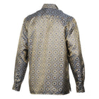 The Queen Gambit- Golden Blue Men's Jacquard Satin Luxury Formal Shirt