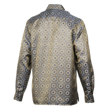 The Queen Gambit- Golden Blue Men's Jacquard Satin Luxury Formal Shirt