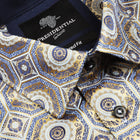 The Queen Gambit- Golden Blue Men's Jacquard Satin Luxury Formal Shirt