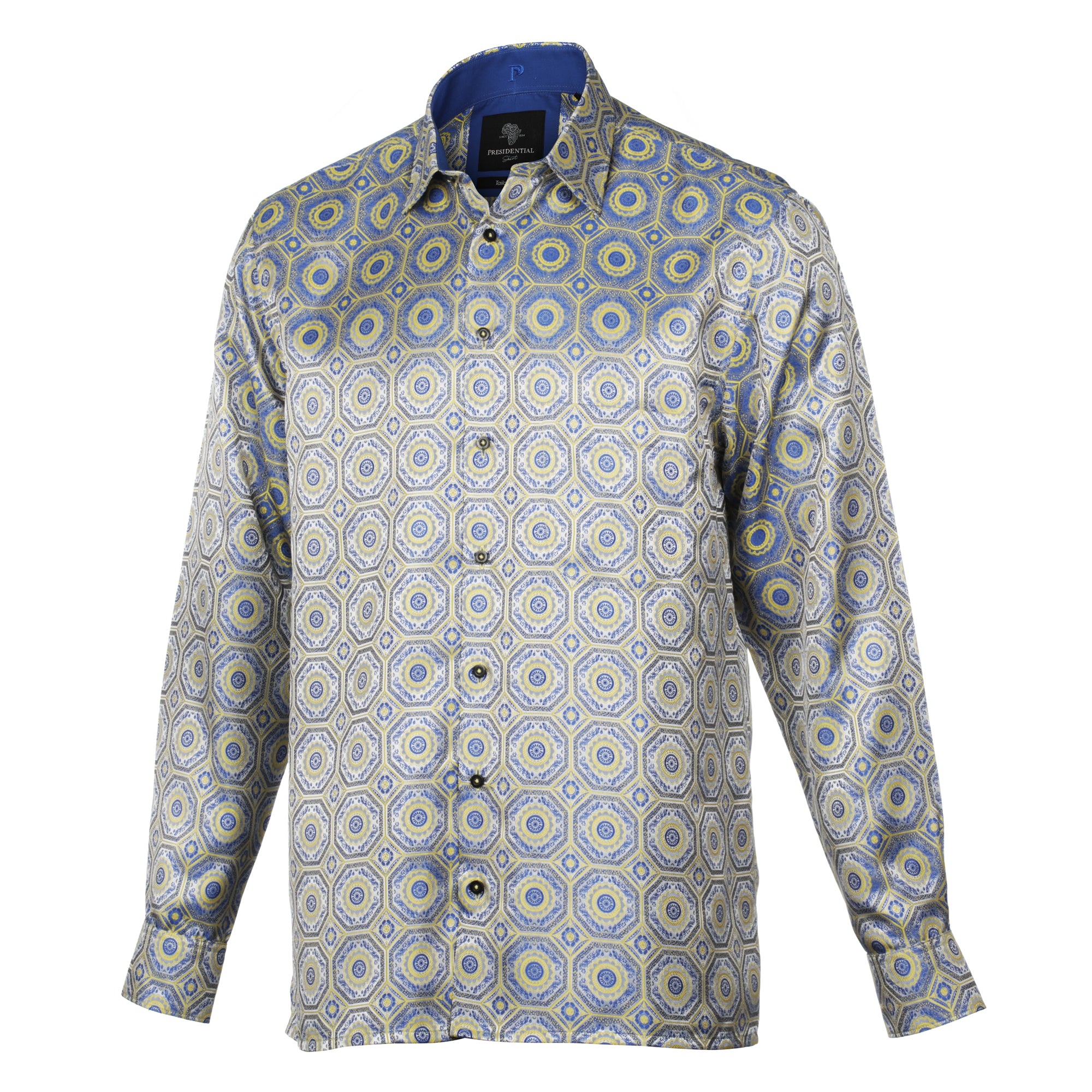 The Queen Gambit - Yellow Men's Jacquard Satin Luxury Formal Shirt