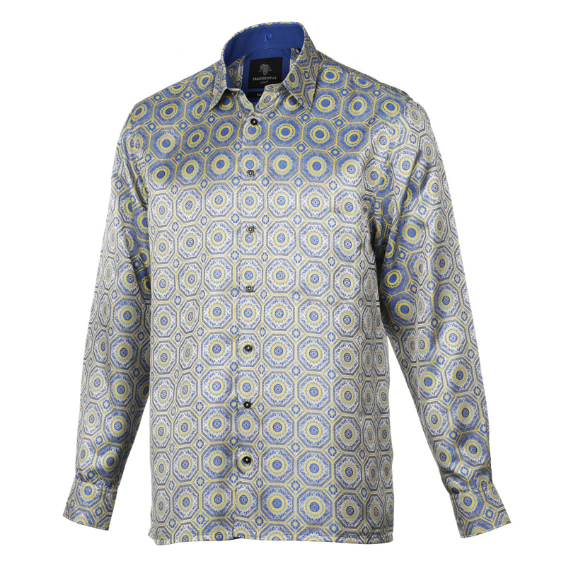 The Queen Gambit - Yellow Men's Jacquard Satin Luxury Formal Shirt