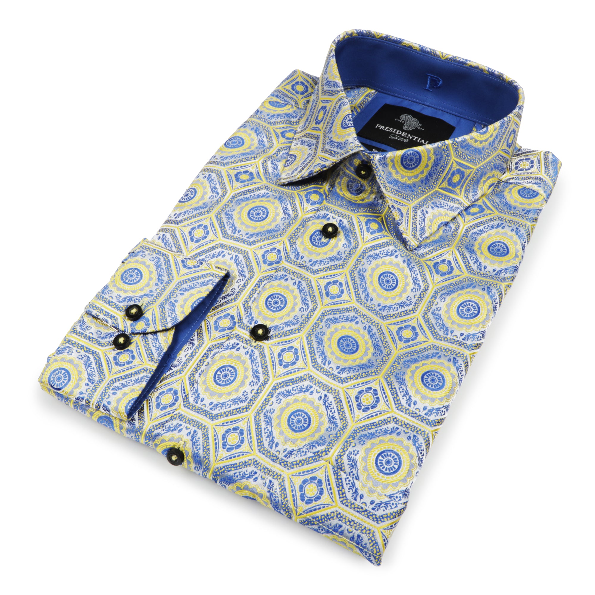 The Queen Gambit - Yellow Men's Jacquard Satin Luxury Formal Shirt