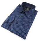 70% Supreme Silk Tiger's Eye - Royal Blue Long Sleeve Men's Shirt