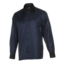 70% Supreme Silk Tiger's Eye - Navy Long Sleeve Men's Shirt