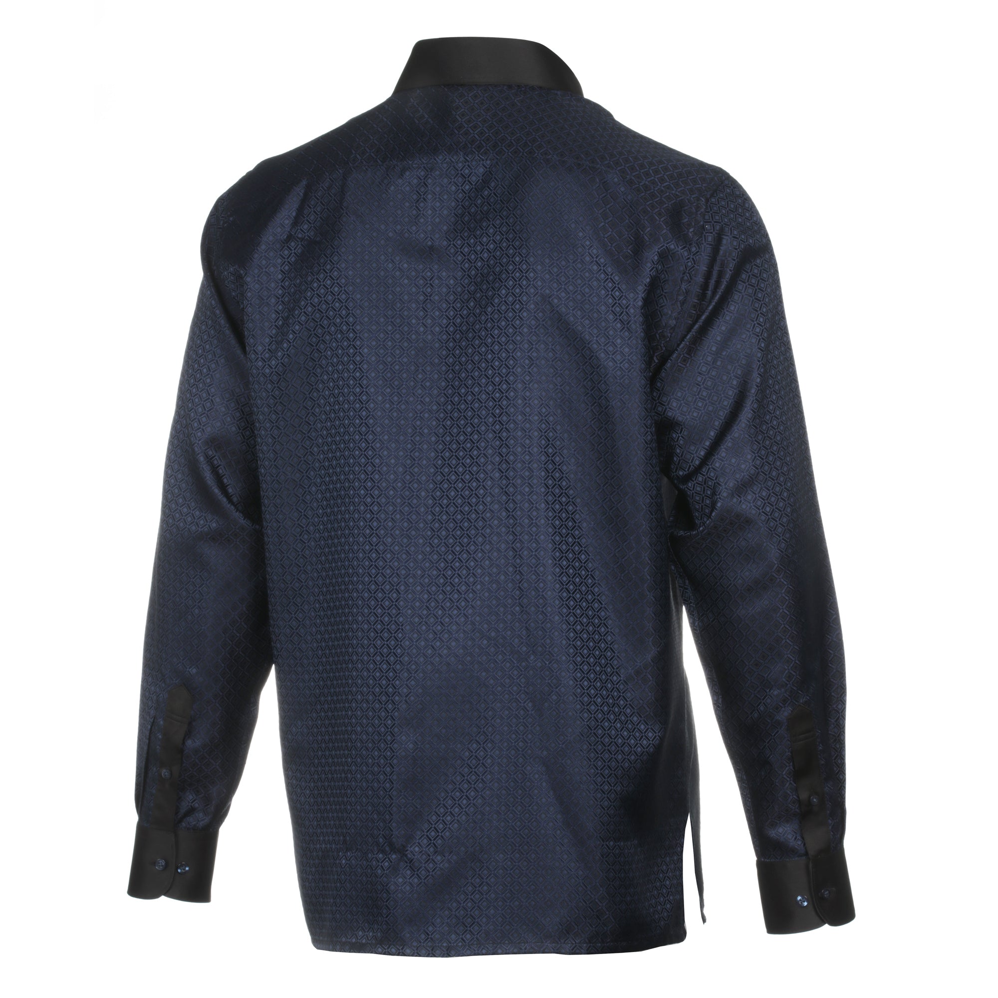70% Supreme Silk Tiger's Eye - Navy Long Sleeve Men's Shirt