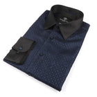 70% Supreme Silk Tiger's Eye - Navy Long Sleeve Men's Shirt