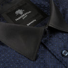 70% Supreme Silk Tiger's Eye - Navy Long Sleeve Men's Shirt