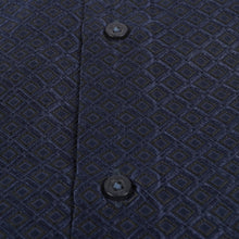 70% Supreme Silk Tiger's Eye - Navy Long Sleeve Men's Shirt