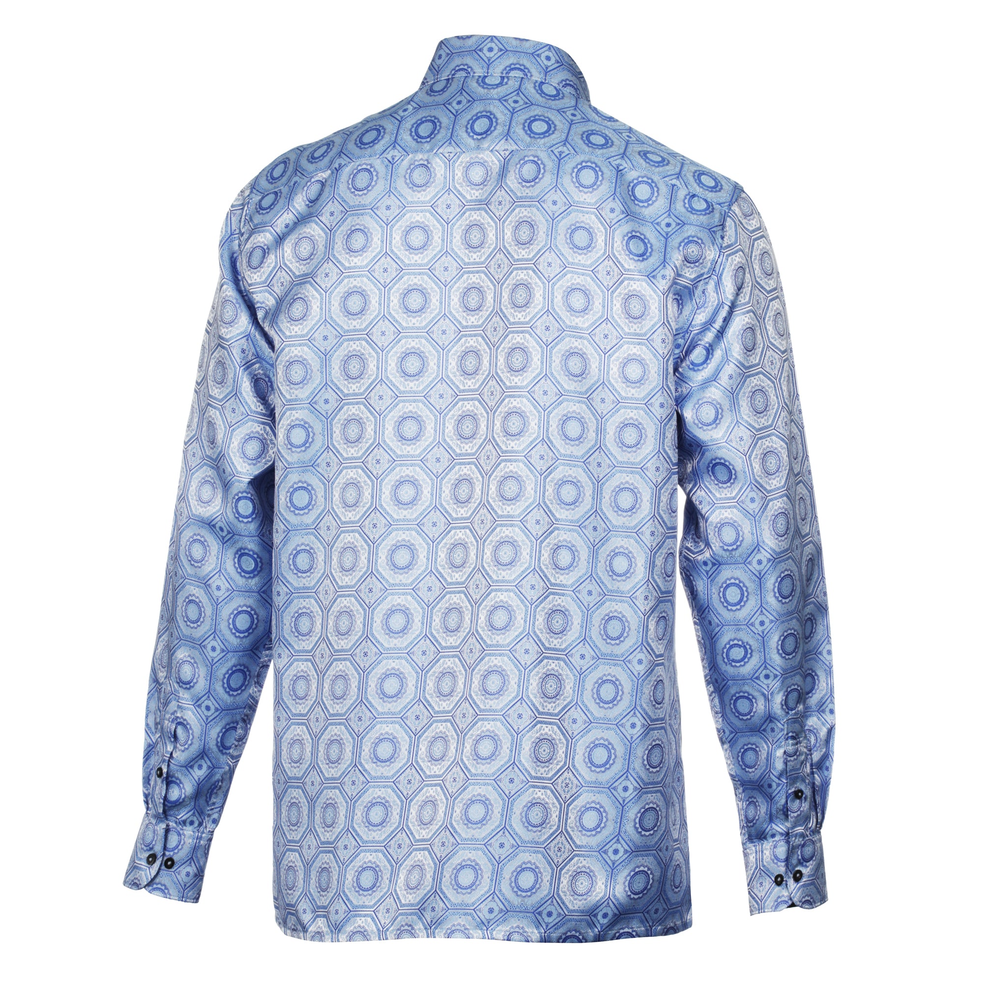 The Queen Gambit - Blue Men's Jacquard Satin Luxury Formal Shirt