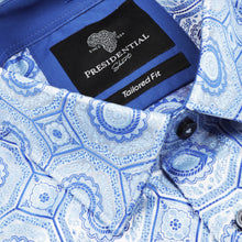 The Queen Gambit - Blue Men's Jacquard Satin Luxury Formal Shirt