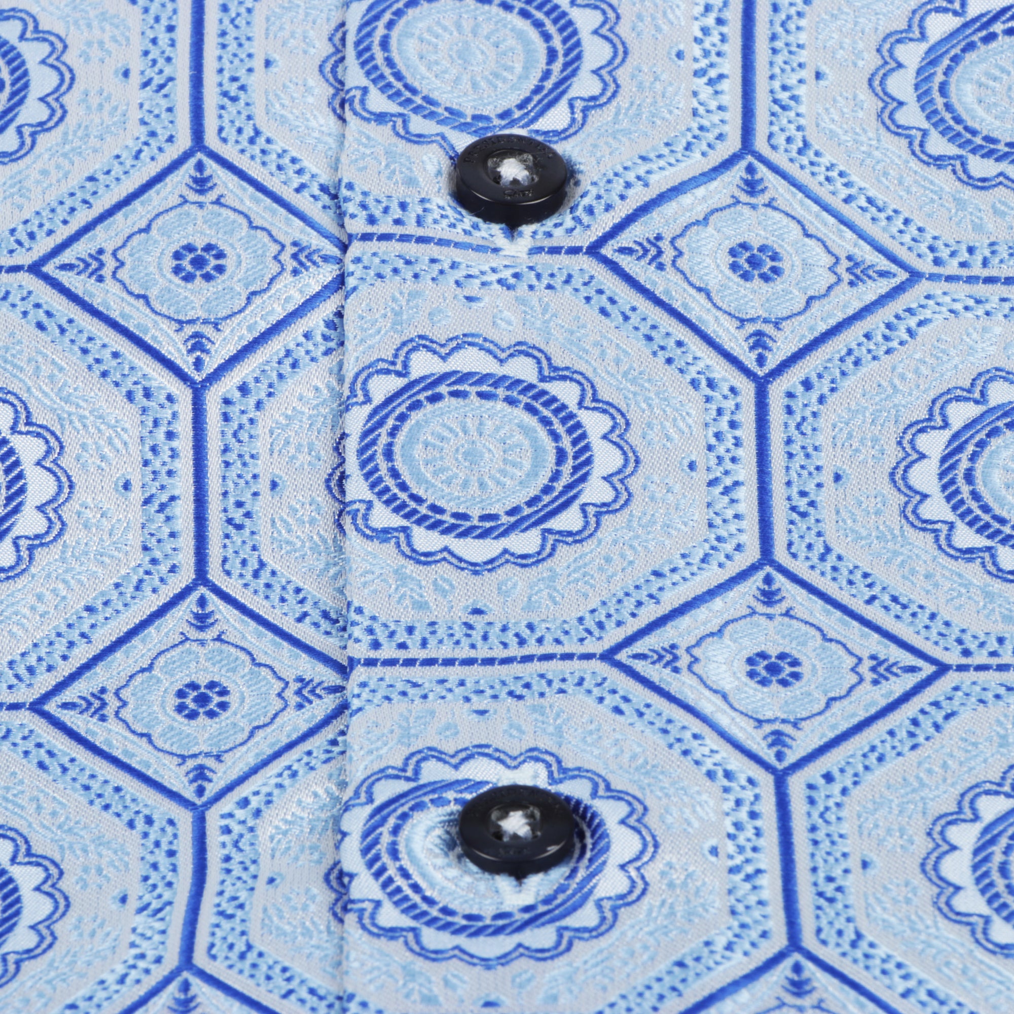 The Queen Gambit - Blue Men's Jacquard Satin Luxury Formal Shirt