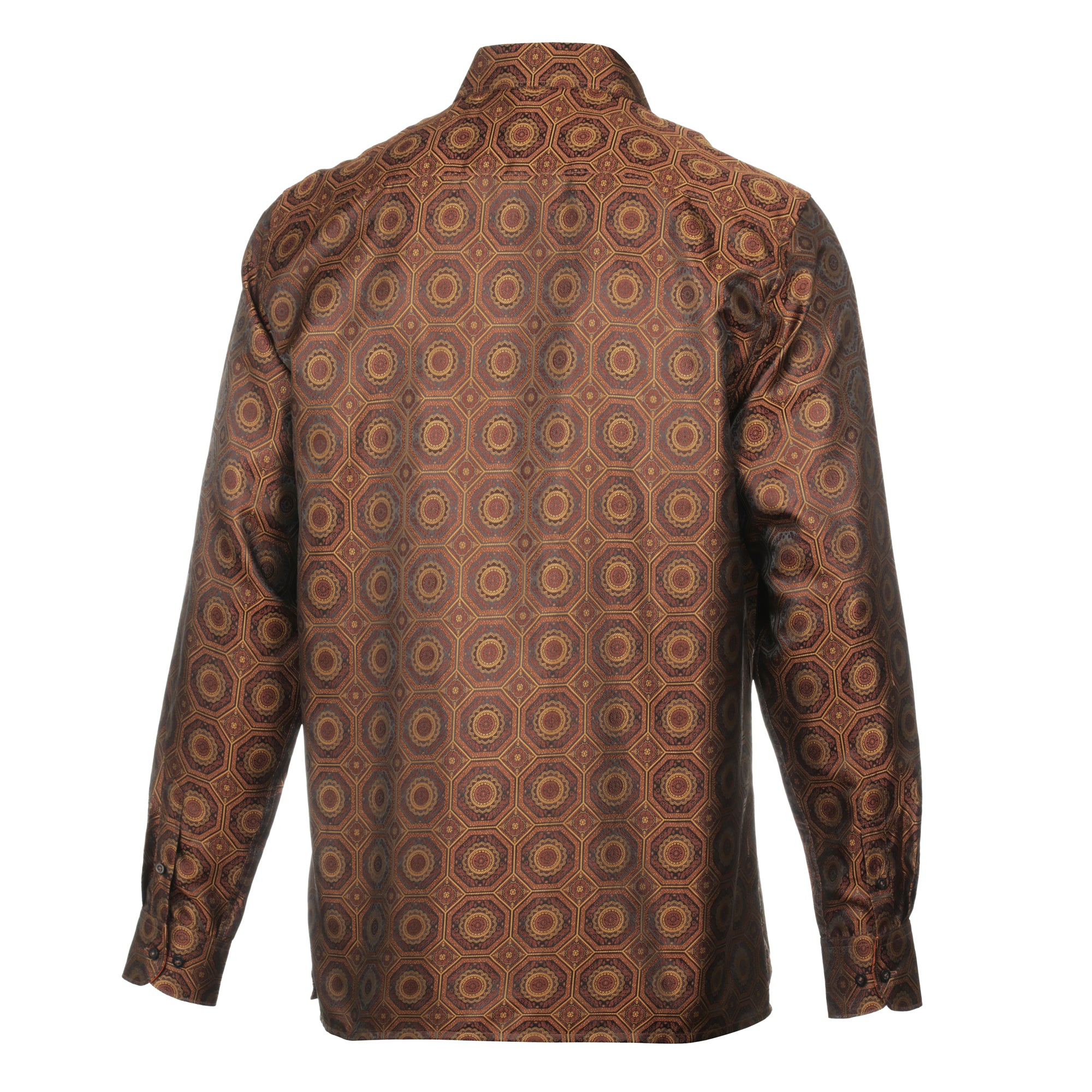 The Queen Gambit - Brown Men's Jacquard Satin Luxury Formal Shirt