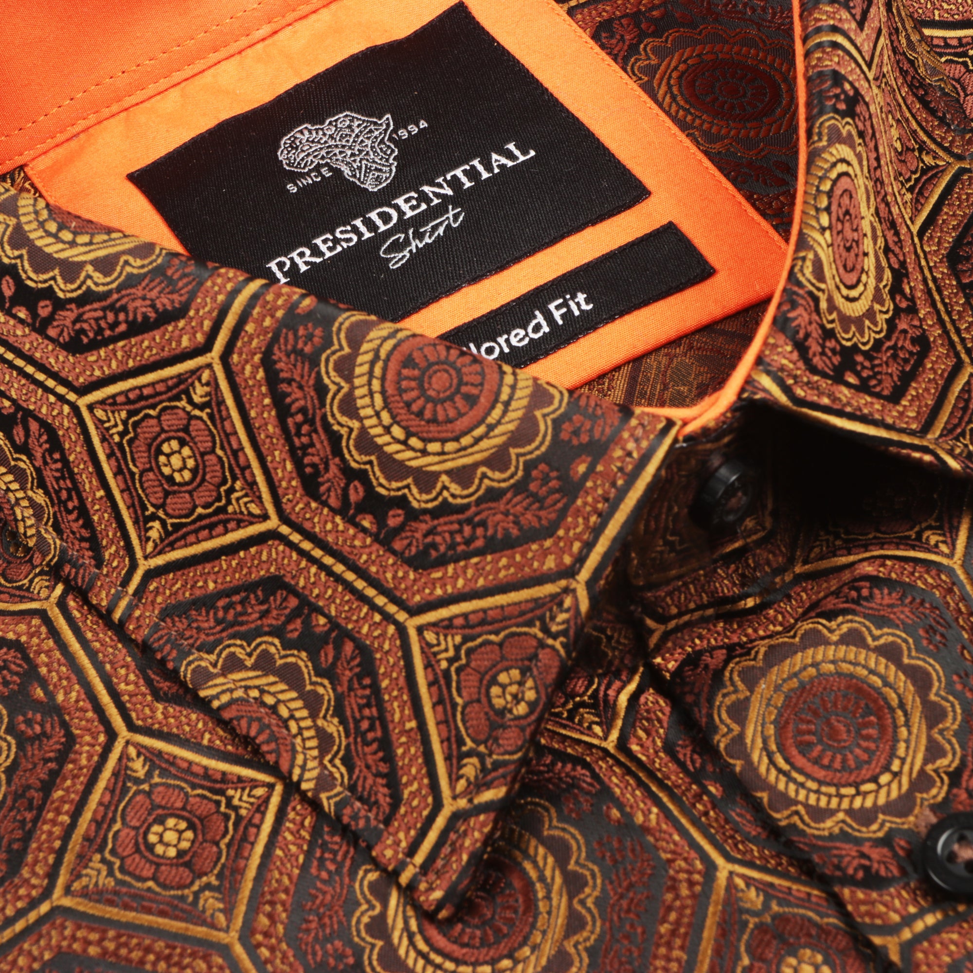 The Queen Gambit - Brown Men's Jacquard Satin Luxury Formal Shirt