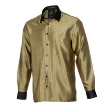 70% Silk Rich Weave - Gold Long Sleeve Men's Shirt