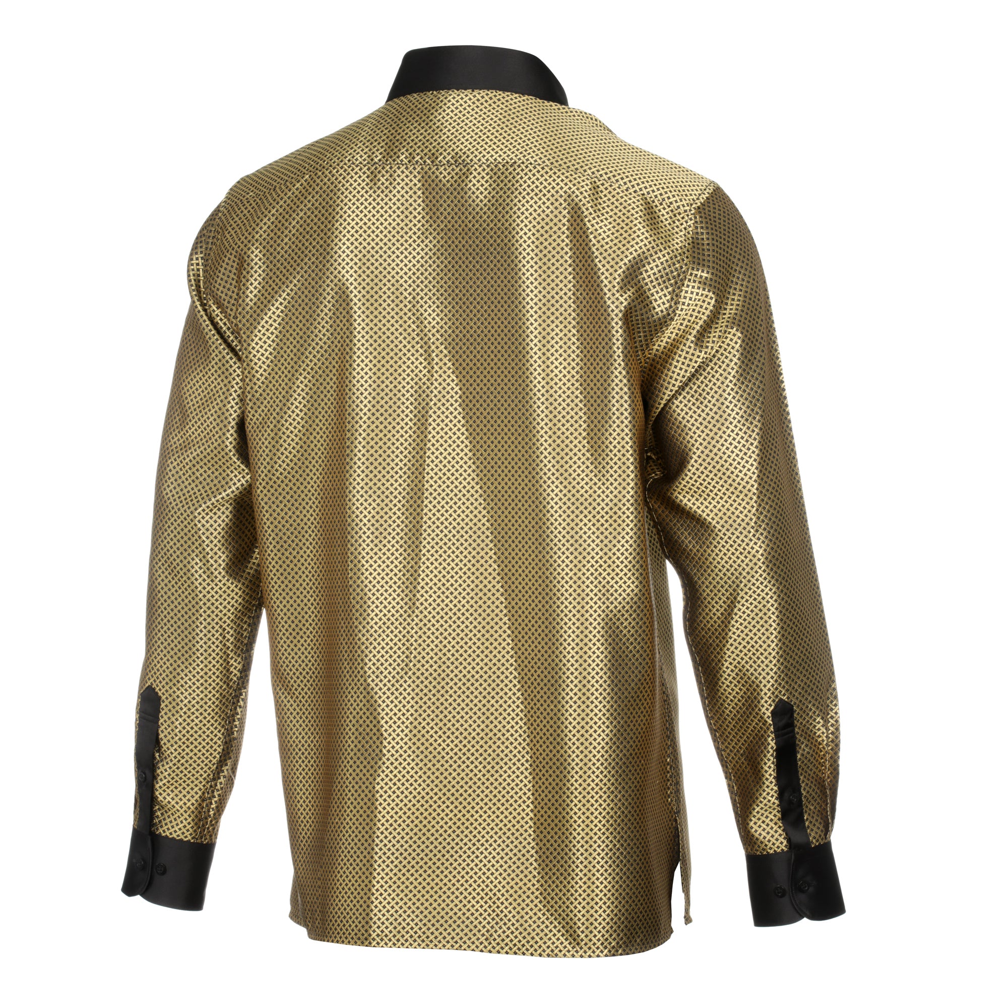 70% Silk Rich Weave - Gold Long Sleeve Men's Shirt