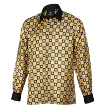 Chess Board - Gold Men's Jacquard Satin Luxury Formal Shirt