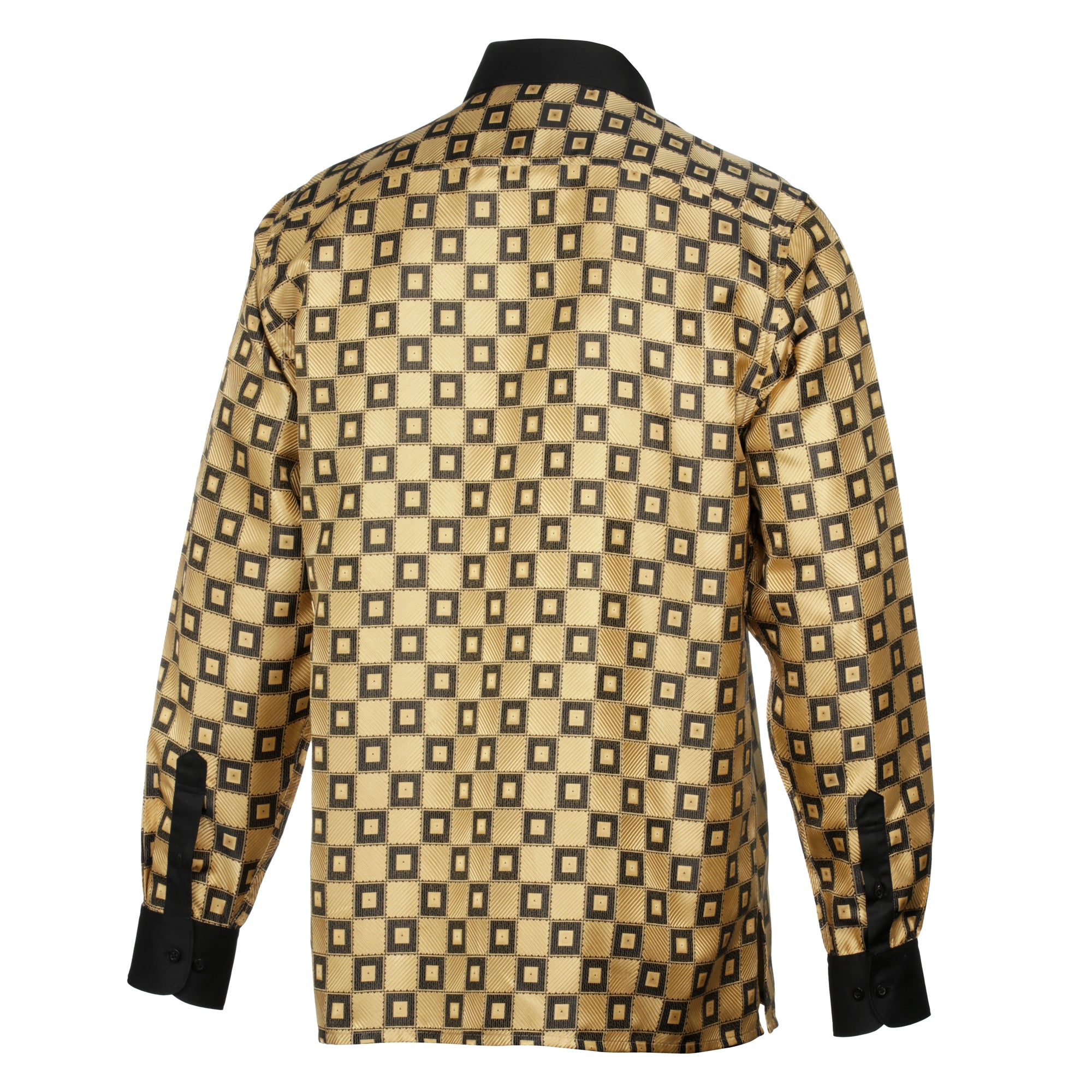 Chess Board - Gold Men's Jacquard Satin Luxury Formal Shirt
