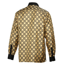 Chess Board - Gold Men's Jacquard Satin Luxury Formal Shirt