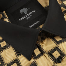Chess Board - Gold Men's Jacquard Satin Luxury Formal Shirt