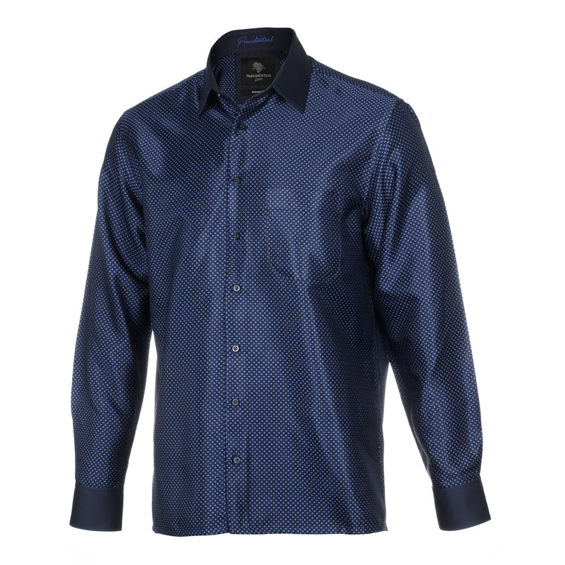 70% Silk Rich Weave - Royal Blue Long Sleeve Men's Shirt
