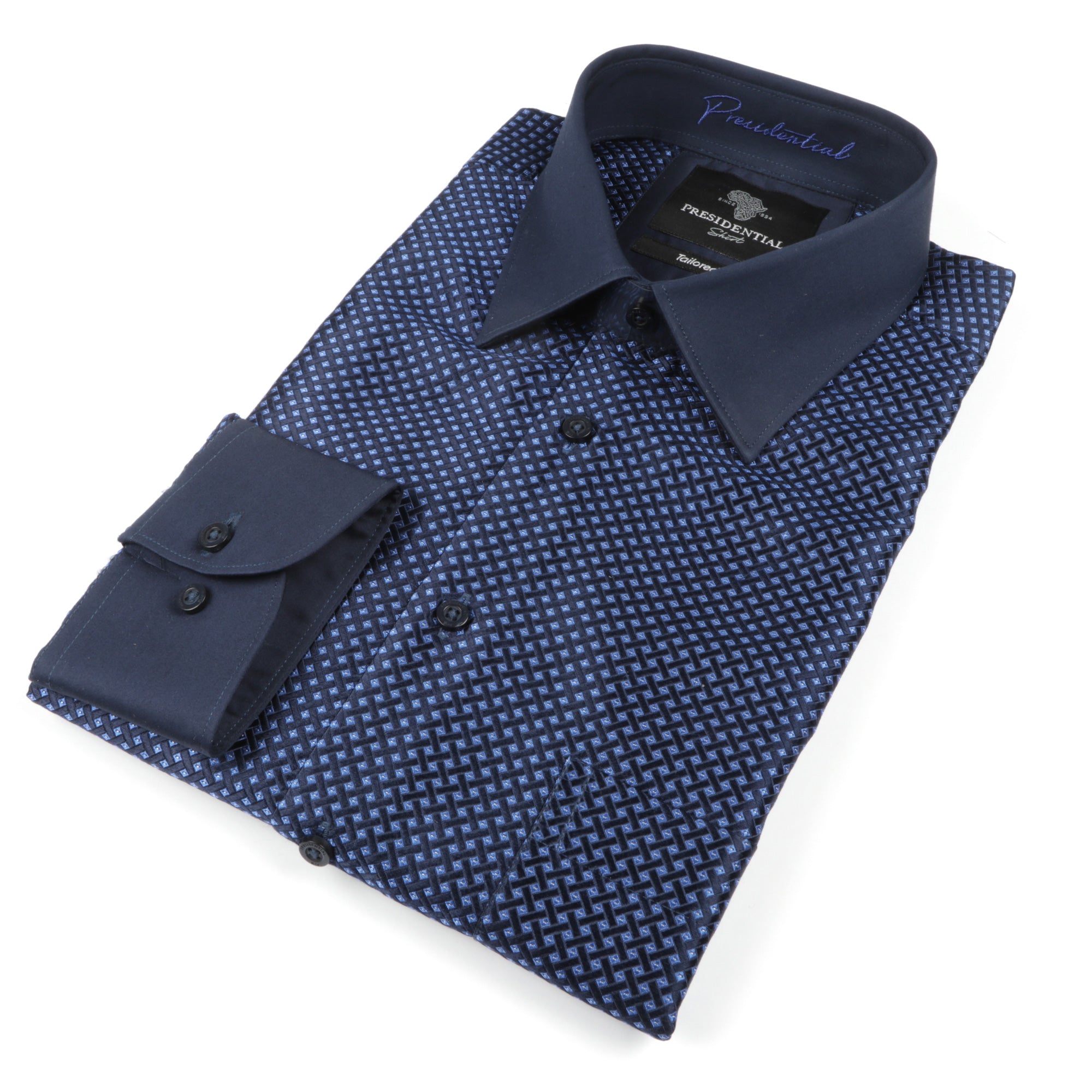 70% Silk Rich Weave - Royal Blue Long Sleeve Men's Shirt