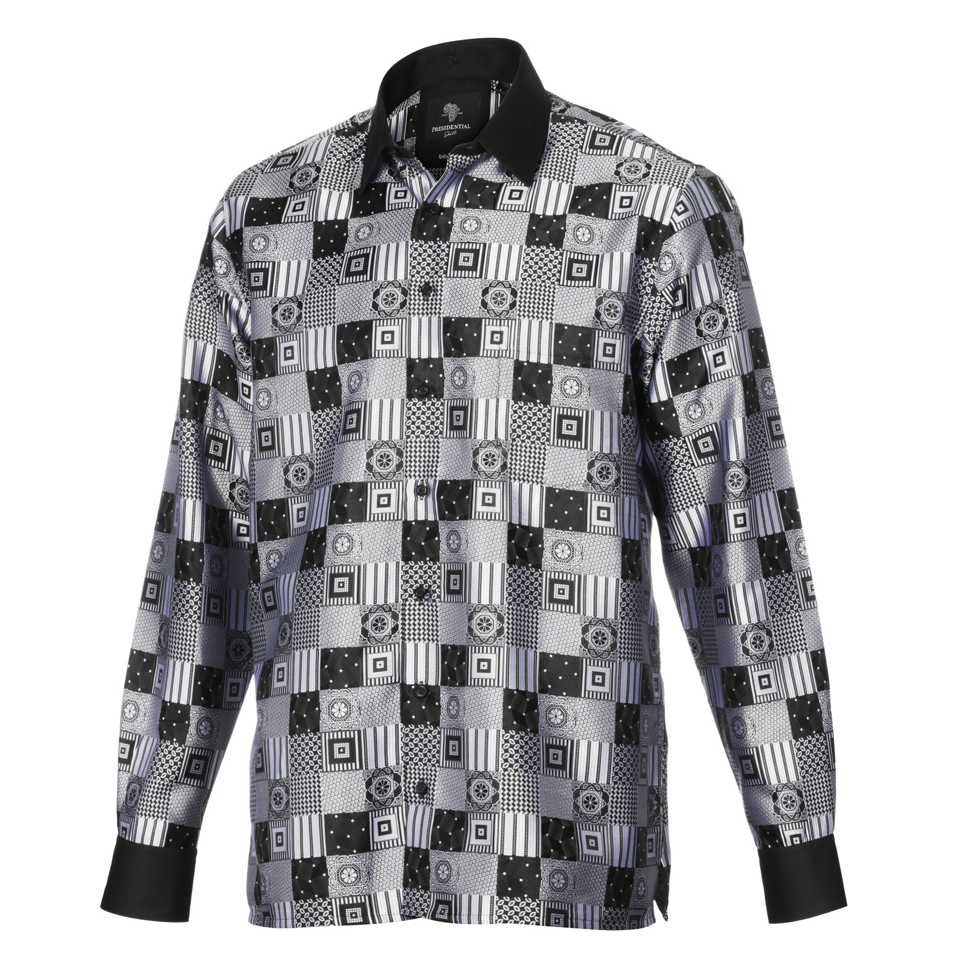 Royal Check - Black Men's Jacquard Woven Luxury Formal Shirt