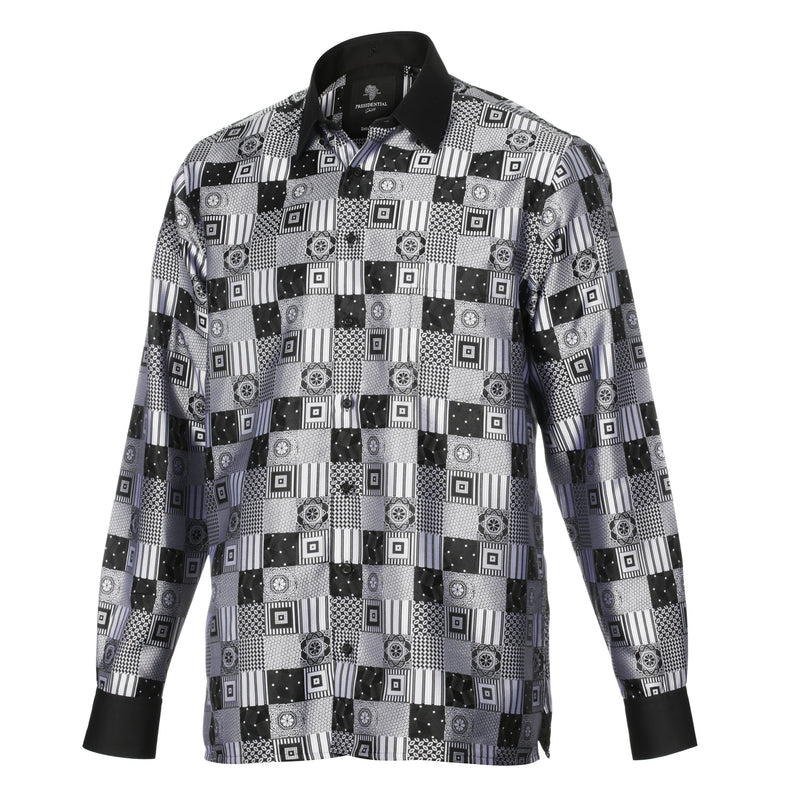 Royal Check - Black Men's Jacquard Woven Luxury Formal Shirt
