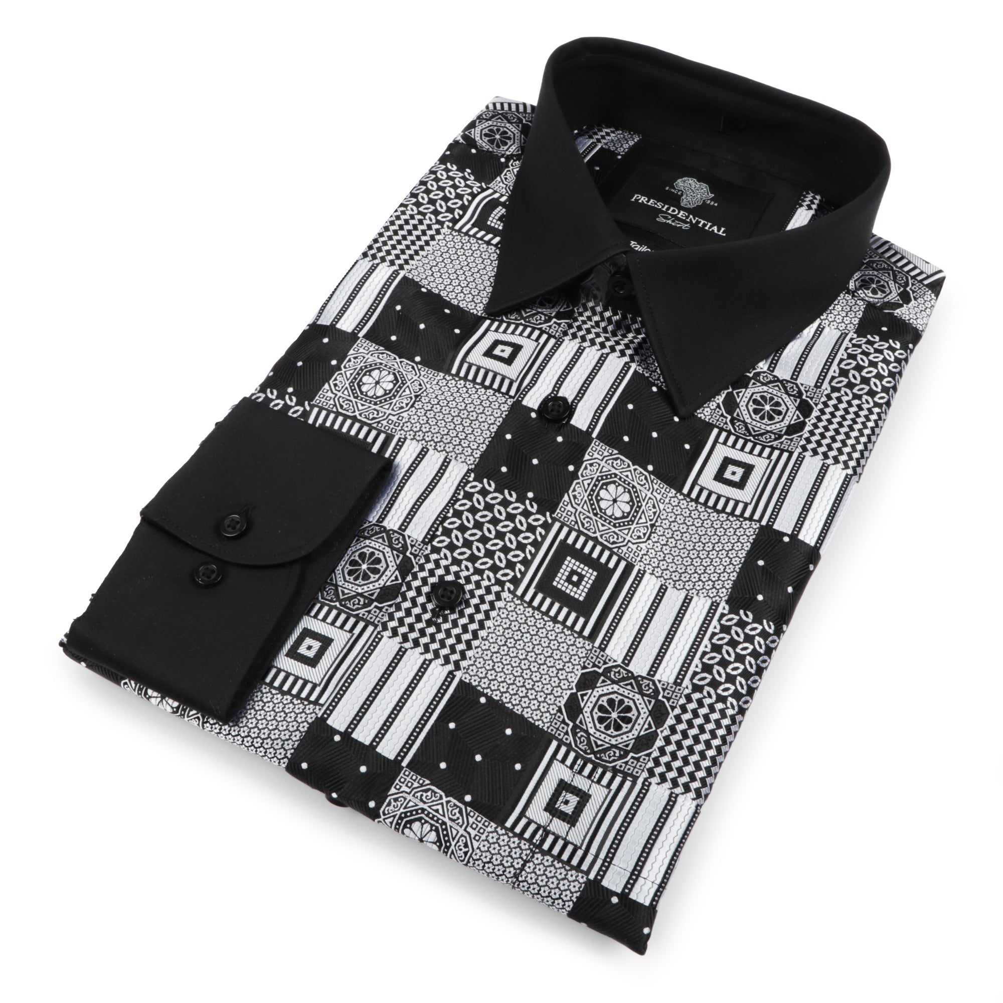 Royal Check - Black Men's Jacquard Woven Luxury Formal Shirt