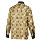 Royal Check - Gold Men's Jacquard Woven Luxury Formal Shirt