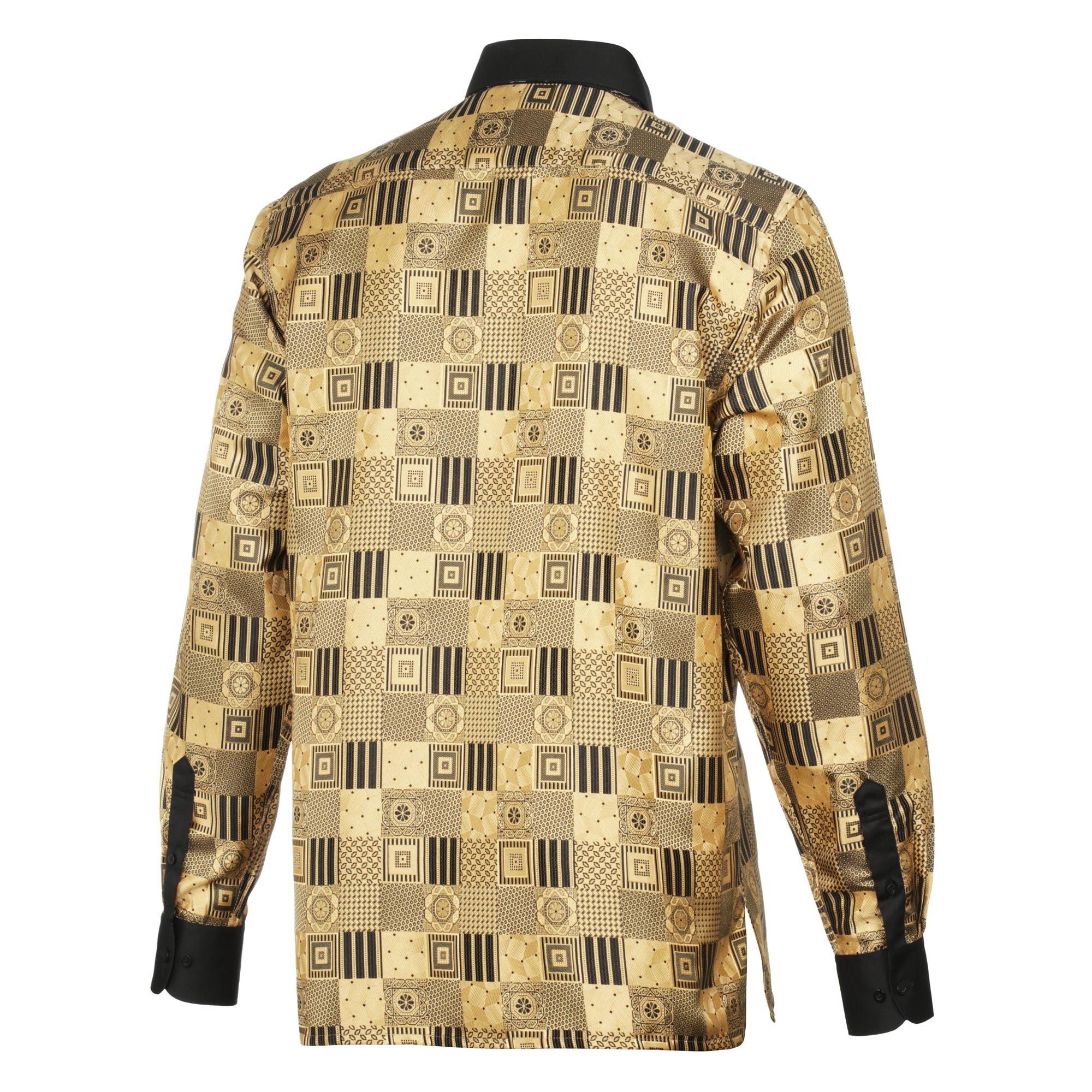 Royal Check - Gold Men's Jacquard Woven Luxury Formal Shirt