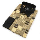 Royal Check - Gold Men's Jacquard Woven Luxury Formal Shirt