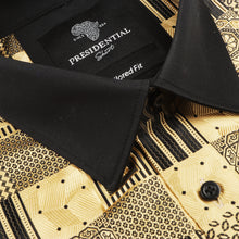 Royal Check - Gold Men's Jacquard Woven Luxury Formal Shirt