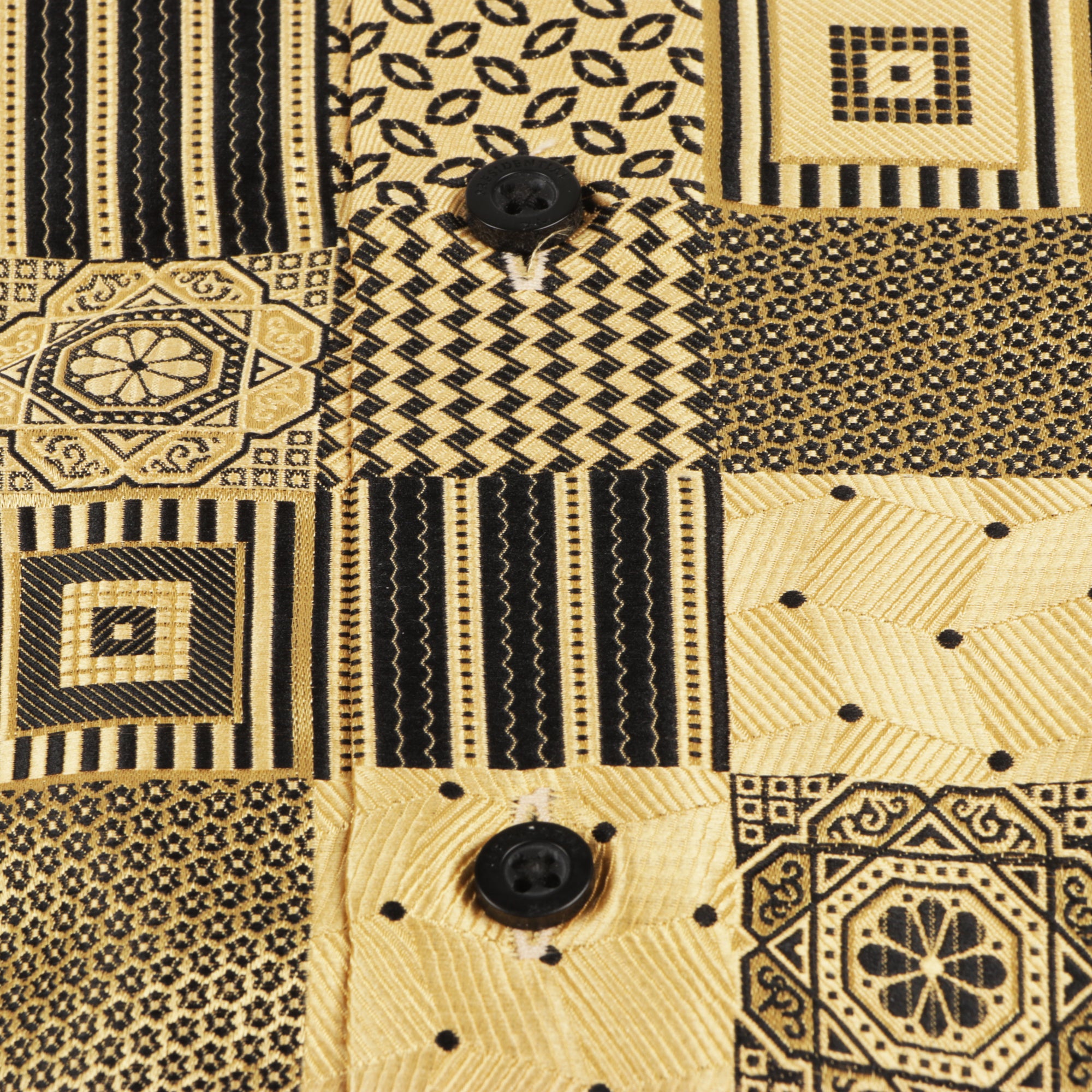 Royal Check - Gold Men's Jacquard Woven Luxury Formal Shirt