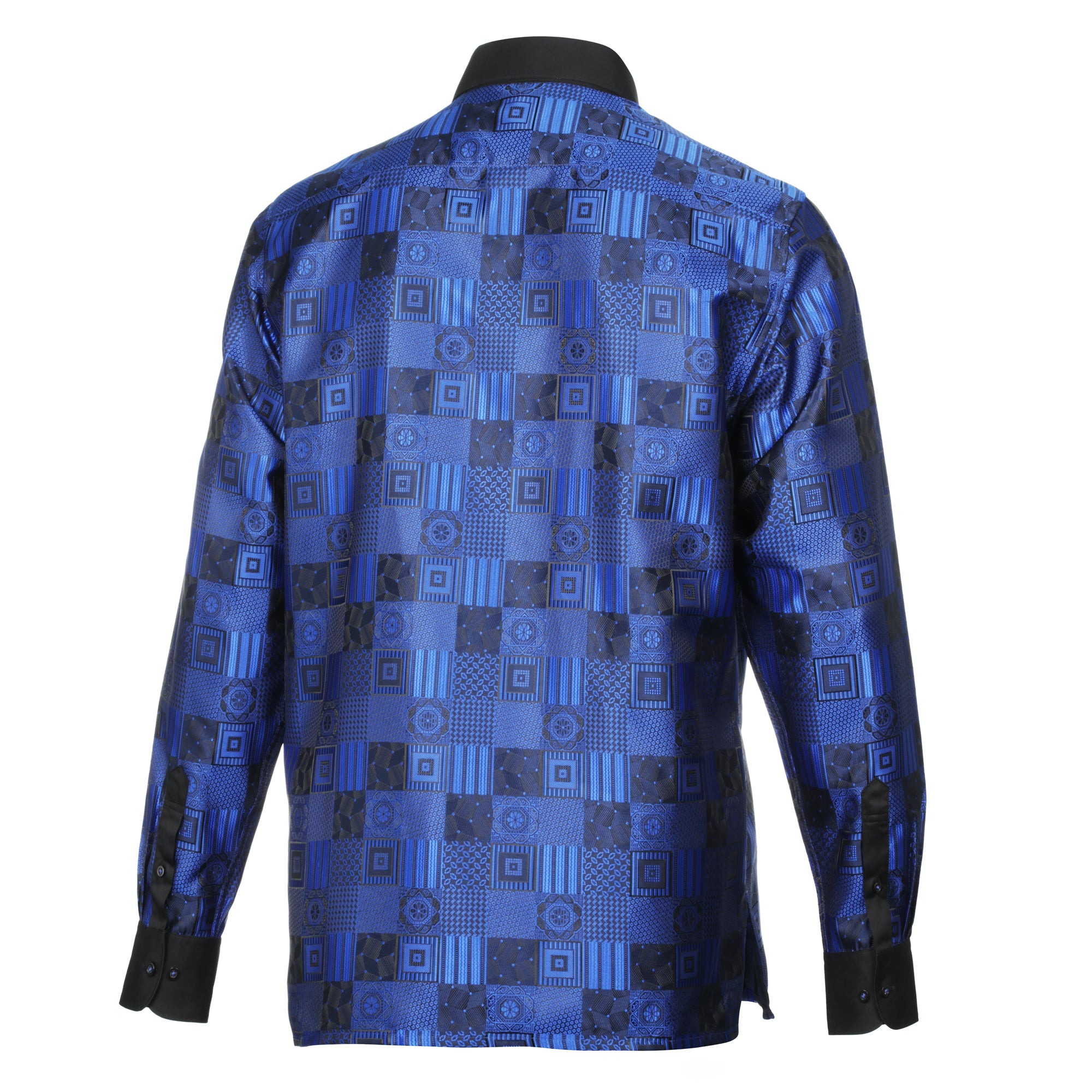 Royal Check - Blue Men's Jacquard Woven Luxury Formal Shirt